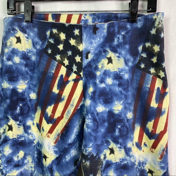 Vintage Blue Tie Dye USA Flag Flare Pants Side Zip - Picture 2 of 7